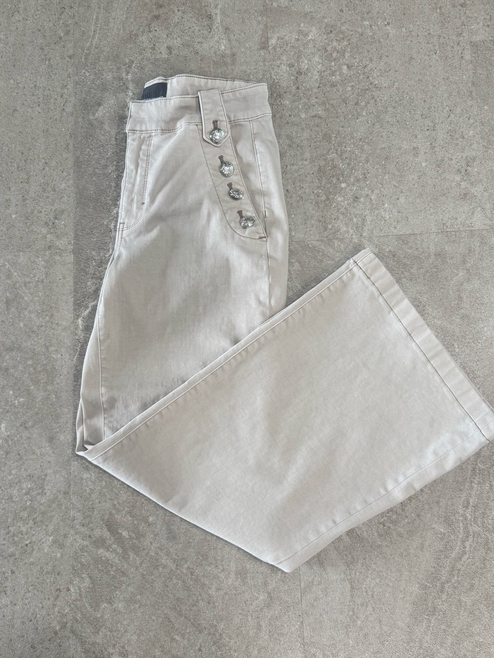 White House Black Market High-Rise Wide-Leg Metal Button Pants Size 10